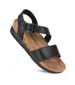 - Serena Double Strappy Open Toe Comfortable Leather Platform Sandals