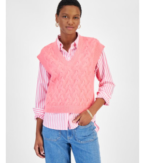 On 34th, Women's Extended Shoulder Cable-Knit Sweater Vest