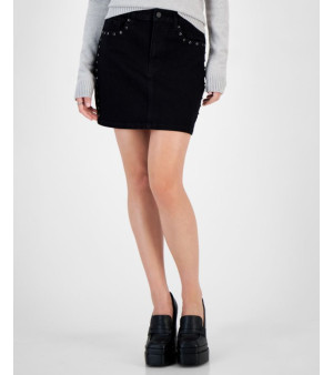 Tinseltown, Juniors' Studded High-Rise Mini Skirt