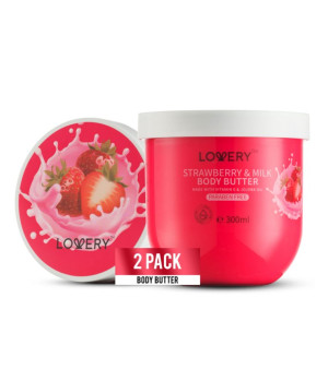 Lovery, Strawberry Milk Whipped Body Butter, 2-Pack Body Care Set
