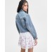 Juniors' Distressed Button-Front Denim Jacket