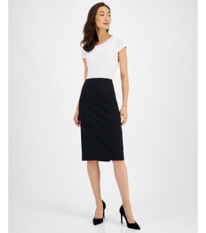 Kasper, Crepe Pencil Midi Skirt, Regular & Petite Sizes