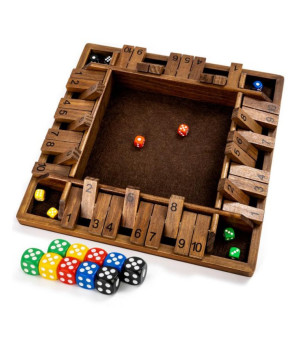 ROPODA, 14 Inches 4-Way Shut The Box Dice Board Game (2-4 Players) for Kids & Adults