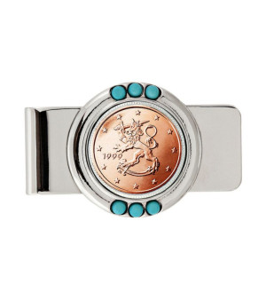 American Coin Treasures, Men's Finland 2 Euro Coin Turquoise Money Clip