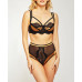 Women's Vintage-Like Style High Waist Strappy Plunge Bra 2pc Lingerie Set