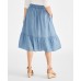 Chambray Midi Tiered Skirt