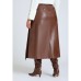 Plus Size Double Belt Wrap Faux Leather Skirt
