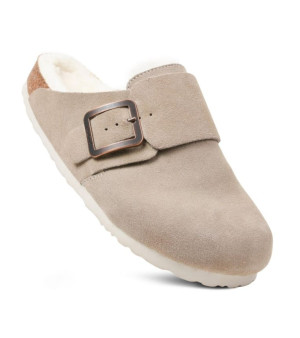 - Atlas Fur Genuine Leather Fur Lined Clogs for Women with Arch Support