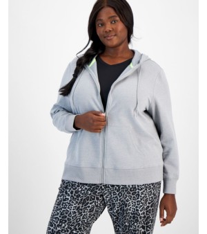 ID Ideology, Plus Size Relaxed Full-Zip Fleece Hoodie