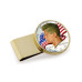 Men's JFK Half Dollar Colorized American Flag Stainless Steel Coin Money Clip