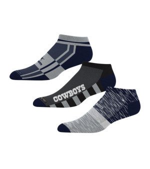 For Bare Feet, Dallas Cowboys Stripe Stack Three-Pack No Show Sock Set