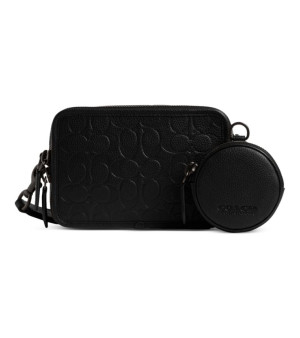 COACH, Men's Charter Crossbody in Blackout Signature Leather with Metal Chain