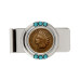 Men's 1800's Indian Penny Turquoise Coin Money Clip