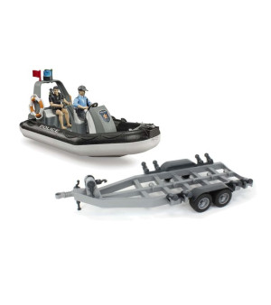 Bruder, 1/16 Police Boat with Trailer