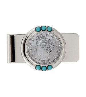 American Coin Treasures, Men's Liberty Nickel Turquoise Coin Money Clip