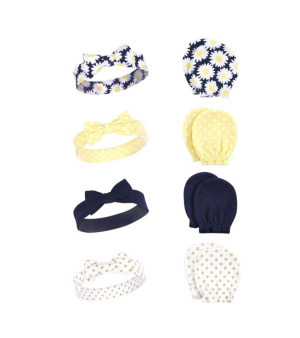 Hudson Baby, Baby Girls Hudson Cotton Headband and Scratch Mitten Set