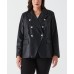 Leather Double Breasted Blazer