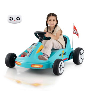 Costway, 12V Kids Electric Go Kart 7AH Battery Powered Ride on Race Toy with Remote Control