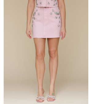 Avec Les Filles, Women's Embellished Hollywood Denim Mini Skirt