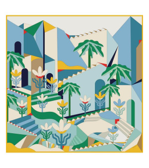 Jessie Zhao New York, Double Sided Wool Silk Scarf Of Tropical Breeze