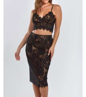 iCollection, Women's Joan 2 Piece Crochet Lace Camisole Lingerie Set
