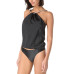 High Neck Tankini Top & Ruched-Side Bikini Bottoms