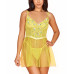 Women’s 2 PC Organza Babydoll Lingerie Set with Floral Laced Bodice