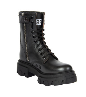 URBNKICKS, Black Leather Combat Boots By URBNKICKS