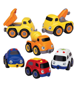 Small World Toys, Emergency & Construction Truck Tailgate Trios - Set of 6