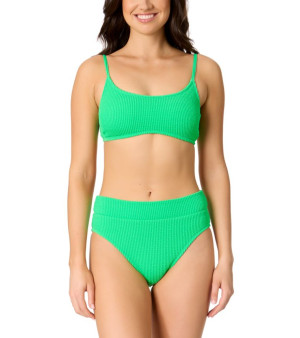 Salt + Cove, Juniors' Scoop-Neck Bralette Bikini Top & Ribbed Banded High-Waisted Swim Bottoms