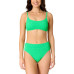 Juniors' Scoop-Neck Bralette Bikini Top & Ribbed Banded High-Waisted Swim Bottoms