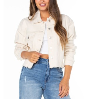 Celebrity Pink, Juniors' Frayed-Hem Cropped Denim Jacket