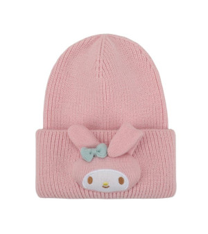 My Melody, 3D Plush Character Head Pink Tall Cuff Beanie
