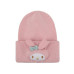 3D Plush Character Head Pink Tall Cuff Beanie