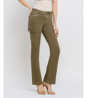 Vervet, Women's High Rise Cargo Bootcut Jeans