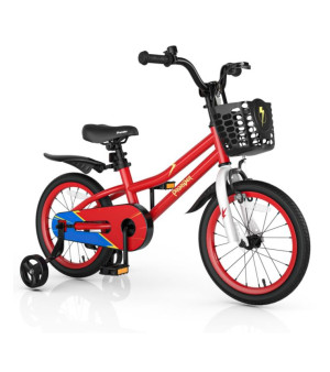 Costway, 16'' Kid's Bike with Removable Training Wheels & Basket for 4-7 Years Old