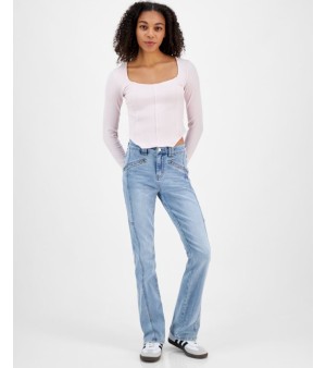 Madden Girl, Juniors' High-Rise Zip-Pocket Bootcut Jeans