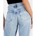 Women's Flower-Trim High Rise Tapered-Leg Mom Jeans