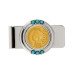 Men's Gold-Layered 1800's Indian Penny Turquoise Coin Money Clip