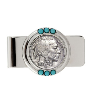 American Coin Treasures, Men's Buffalo Nickel Turquoise Coin Money Clip