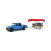 1/64 Jeep Gladiator Hydro Blue, Canoe Trailer with Canoe Rack, Hitch & Tow