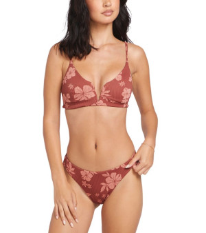 Volcom, Juniors' Sunbaked Floral Ribbed V-Wire Bikini Top & Sunbaked Floral Ribbed Bikini Bottoms