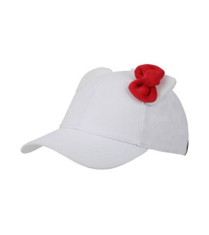 Hello Kitty, 3D Bow & Ears Women s White Traditional Adjustable Hat