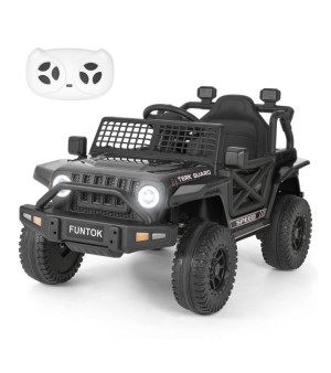 Funtok, 12V 7AH Kids Ride on Truck, Electric Ride on Car Toy Battery Powered Truck Vehicle w/ Remote Control, bluetooth, Spring Suspension, MP3 Player & LED Lights, 3 Speeds