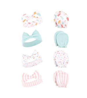 Hudson Baby, Baby Girls Hudson Cotton Headband and Scratch Mitten Set
