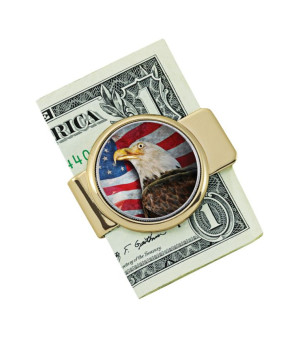 American Coin Treasures, Men's American Bald Eagle Colorized JFK Half Dollar Money Clip