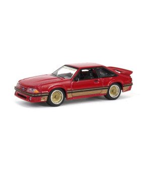 Greenlight Collectibles, 1/64 1988 Ford Mustang SLN w/ Gold Decals & Rims RED Greenlight LE /1536