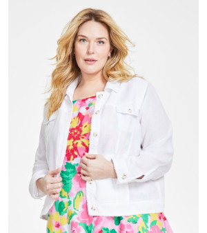 Charter Club, Plus Size 100% Linen Jacket